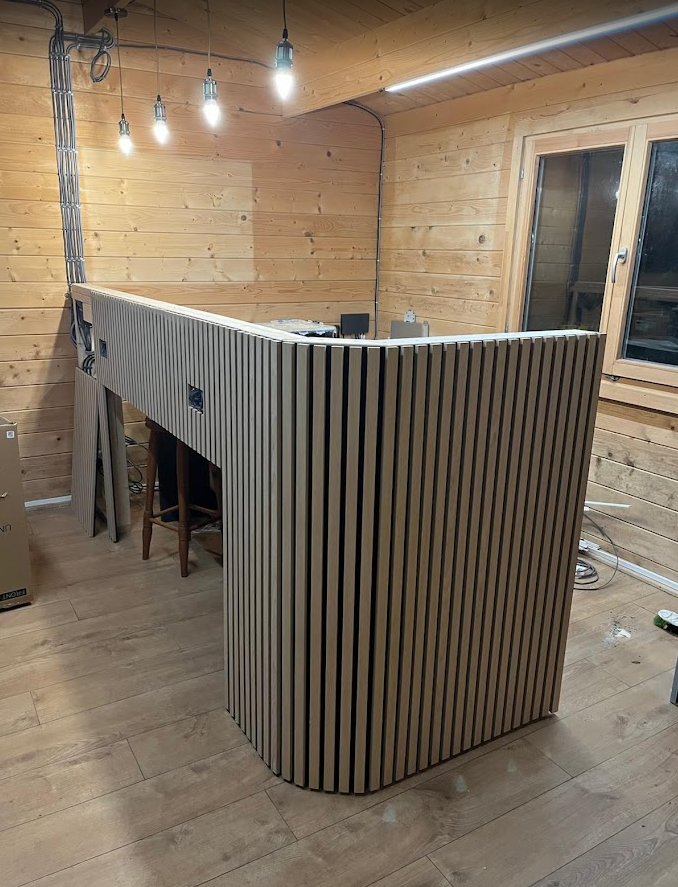 Bespoke outbuilding bar installation stage 1