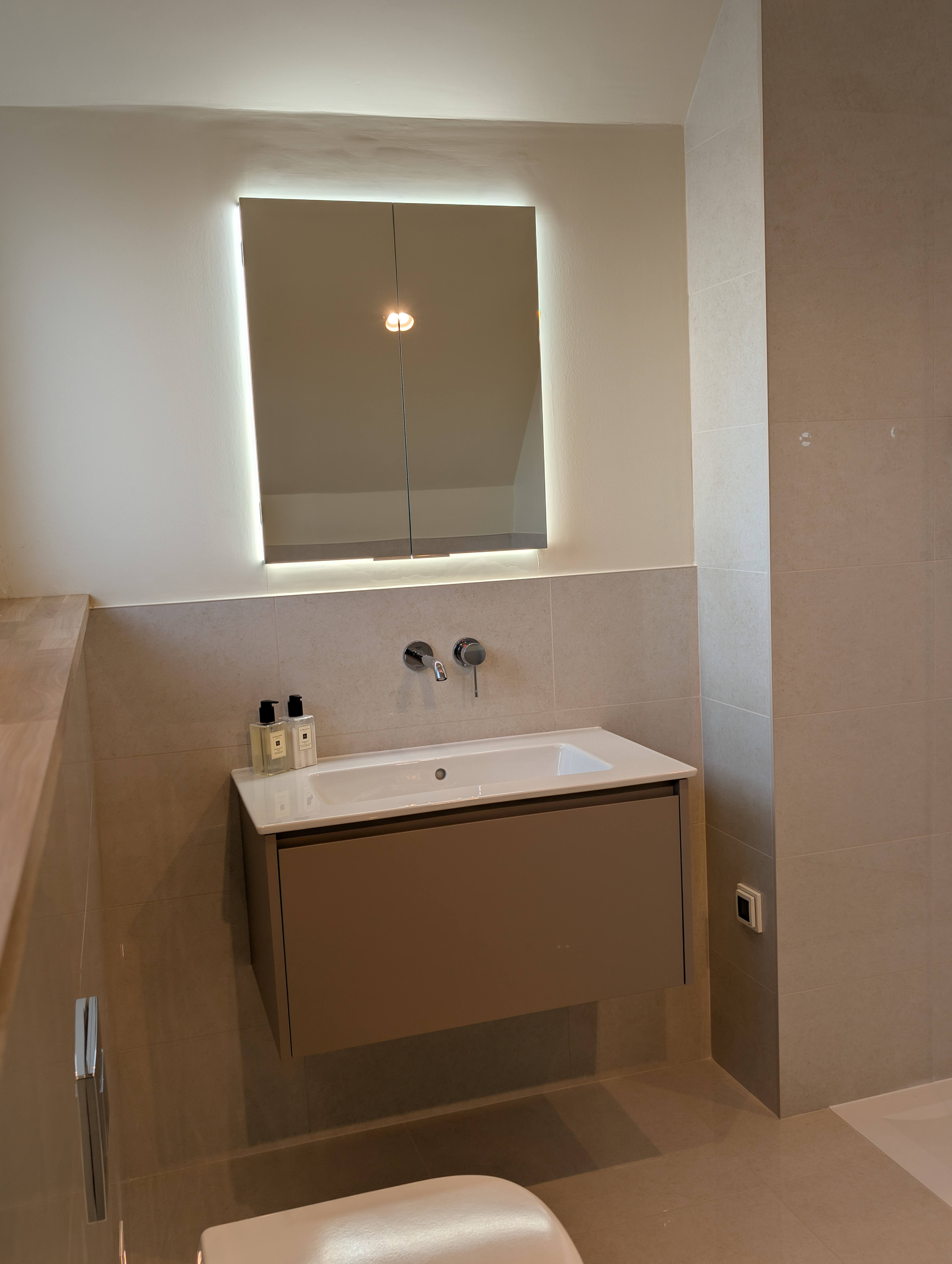 Walk-in shower with a recessed storage niche