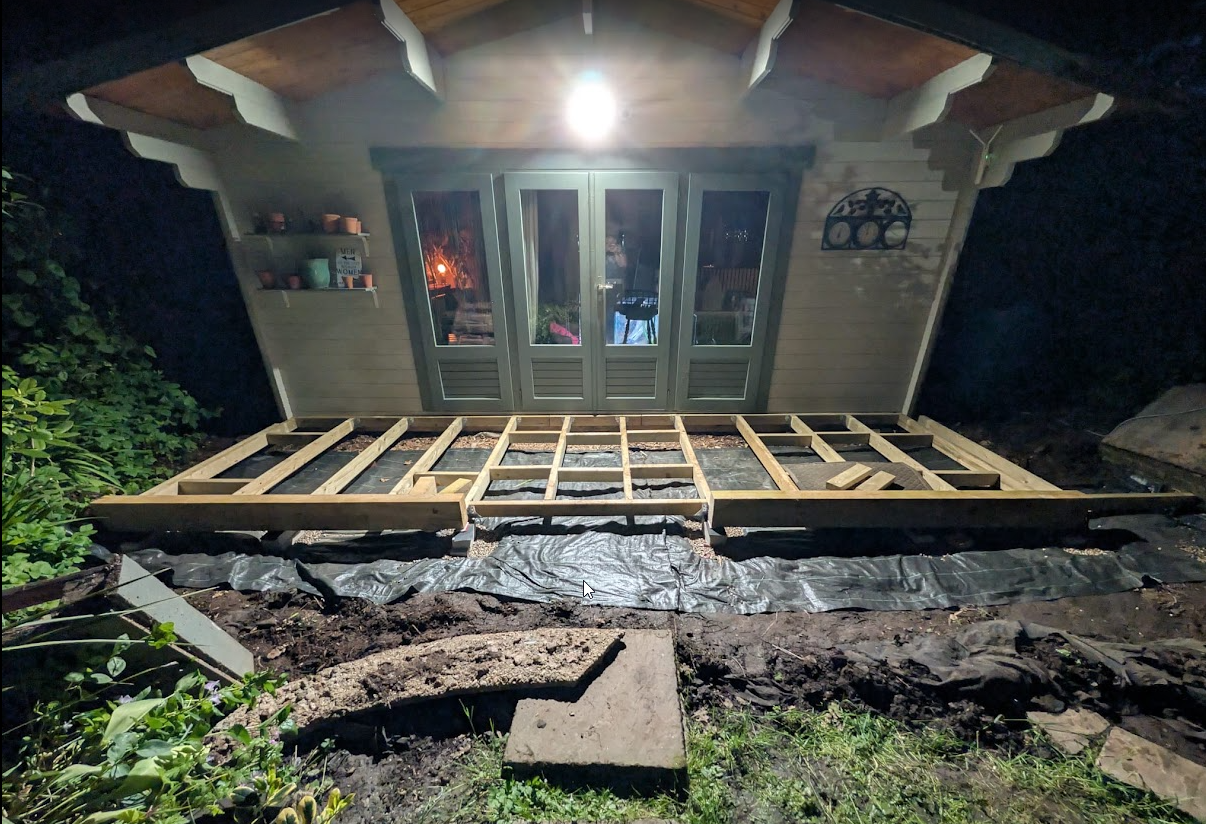 Outbuilding deck & lighting installation stage 1